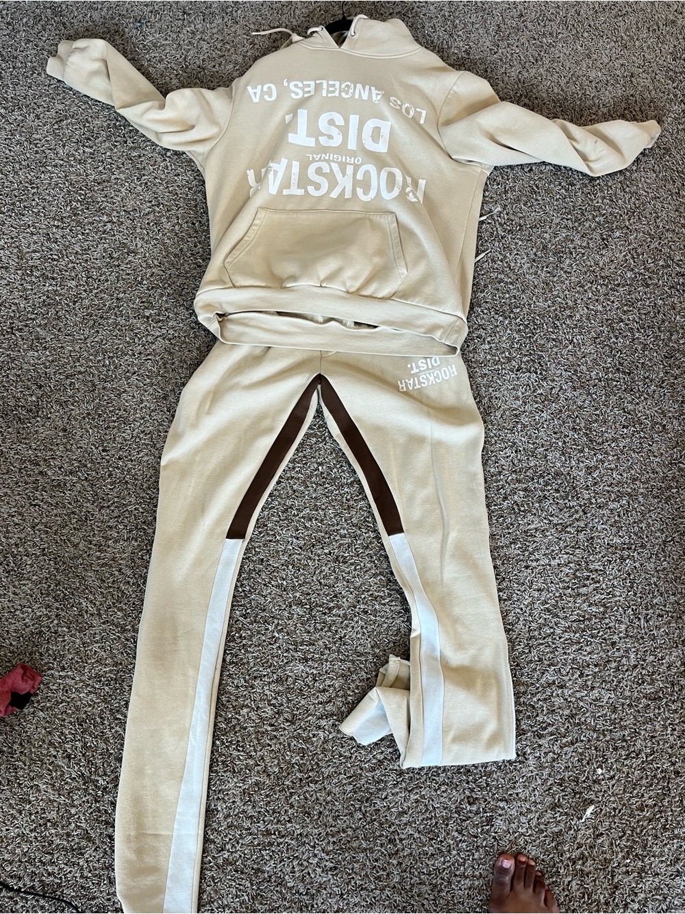 Cream Hoodie with Graphic Logo - Rockstar Dist.